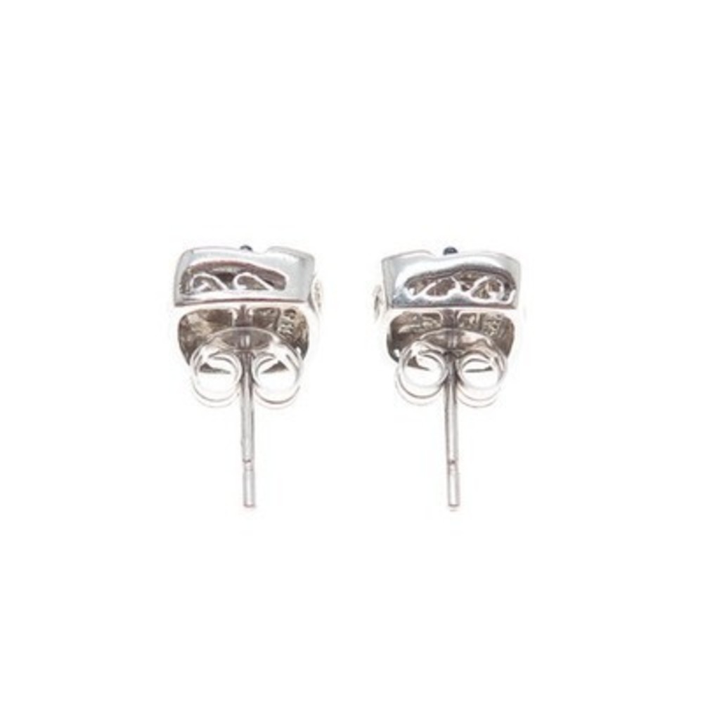 JANE SEYMOUR 925 Sterling Silver Real Fancy Blue Diamond Stud Earrings - Picture 6 of 7